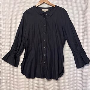 NWT  Blue LOFT Button Down Blouse Medium Petite